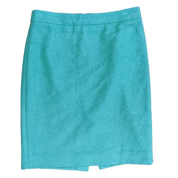 J. Crew Factory The Pencil Skirt Women‎ Size 2 Green 70% Wool 30% Viscose Lined - Picture 1 of 9